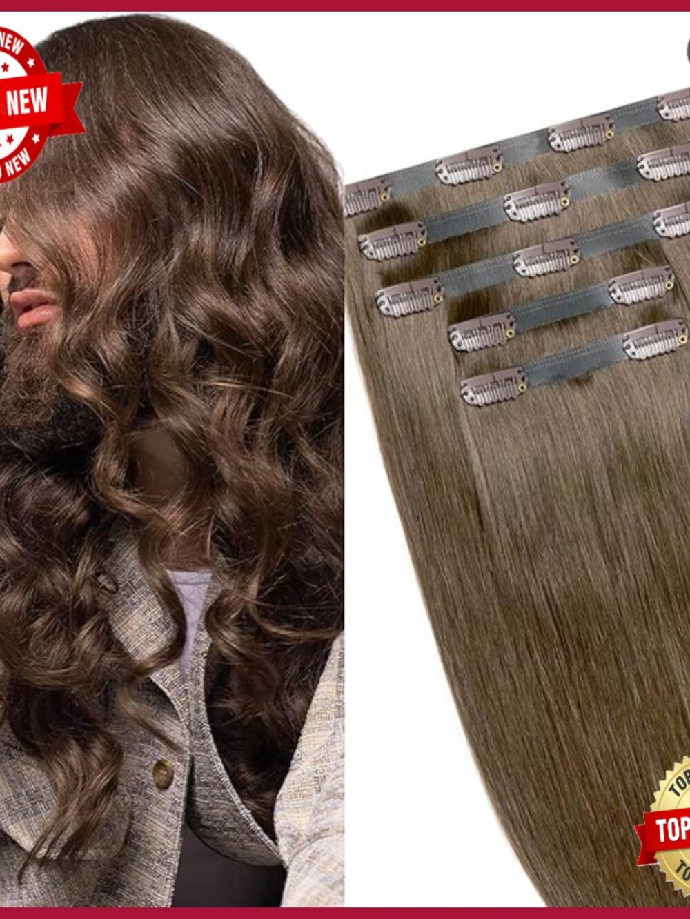 Human Hair Clip-In Extensions 16" 100g 5-Piece Volume Boost Kit
